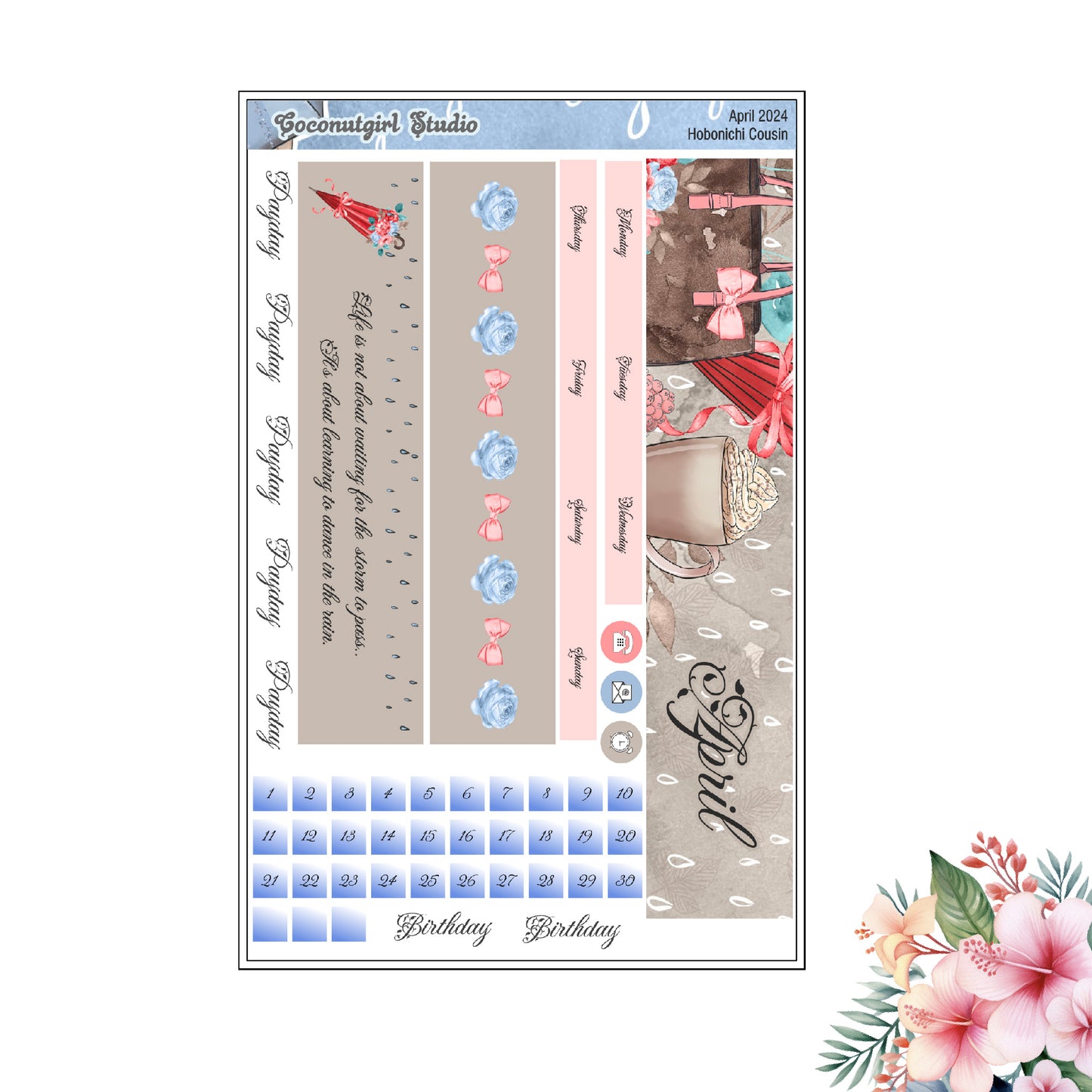 April Monthly Overview Kit planner stickers