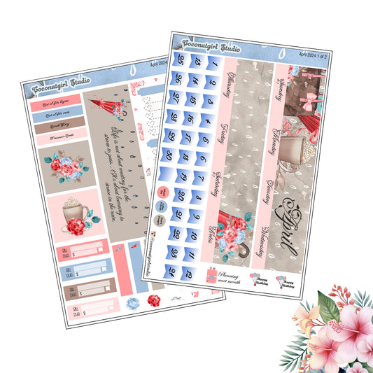 April Monthly Overview Kit planner stickers