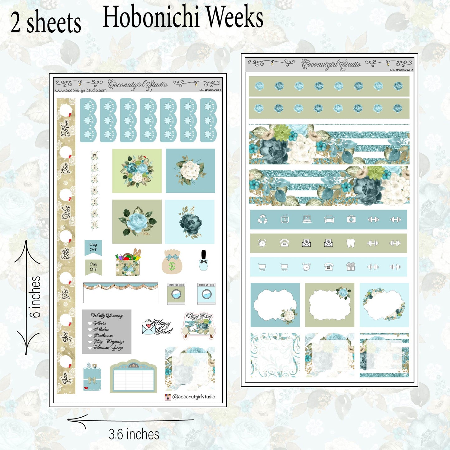 Aquamarine Weekly Kit planner stickers