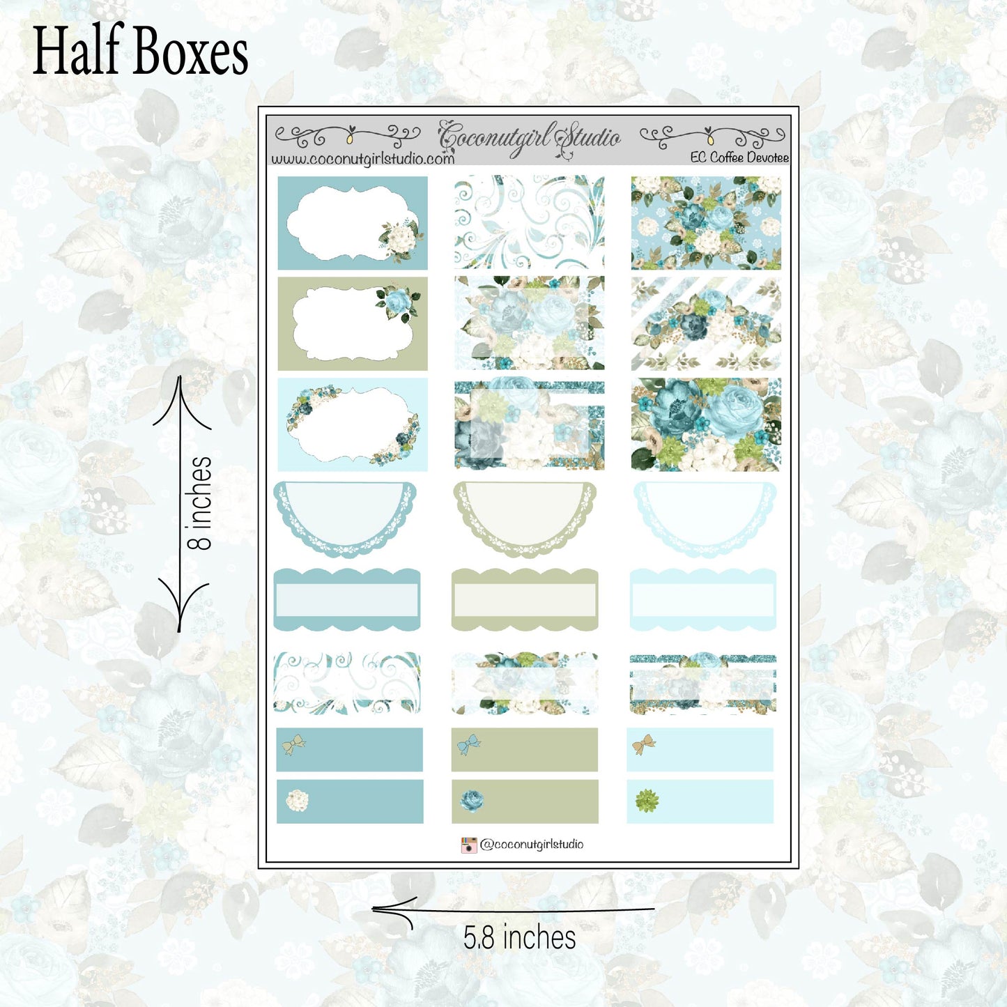 Aquamarine Weekly Kit planner stickers