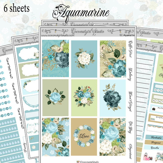 Aquamarine Weekly Kit planner stickers