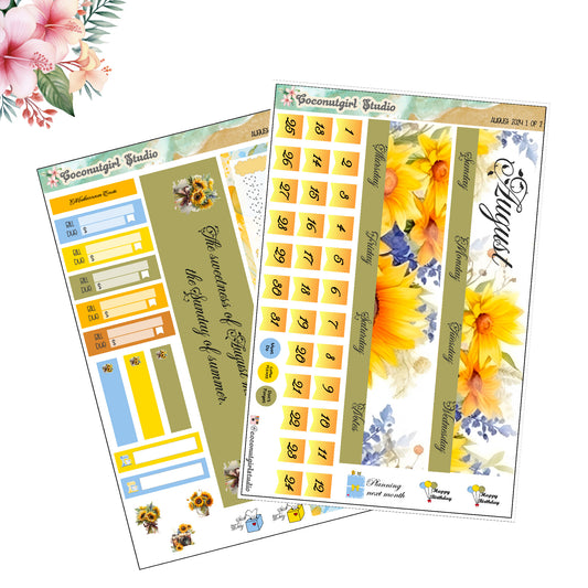 August Monthly Overview Kit sunflowers