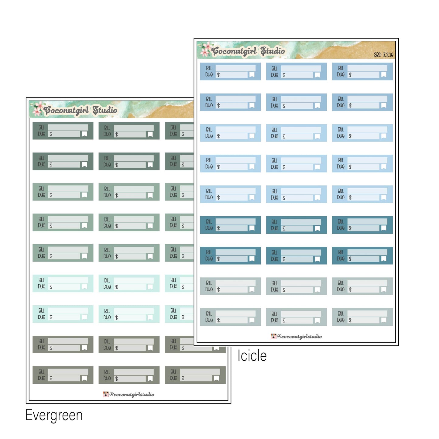 Simple Bill Due planner stickers Financial