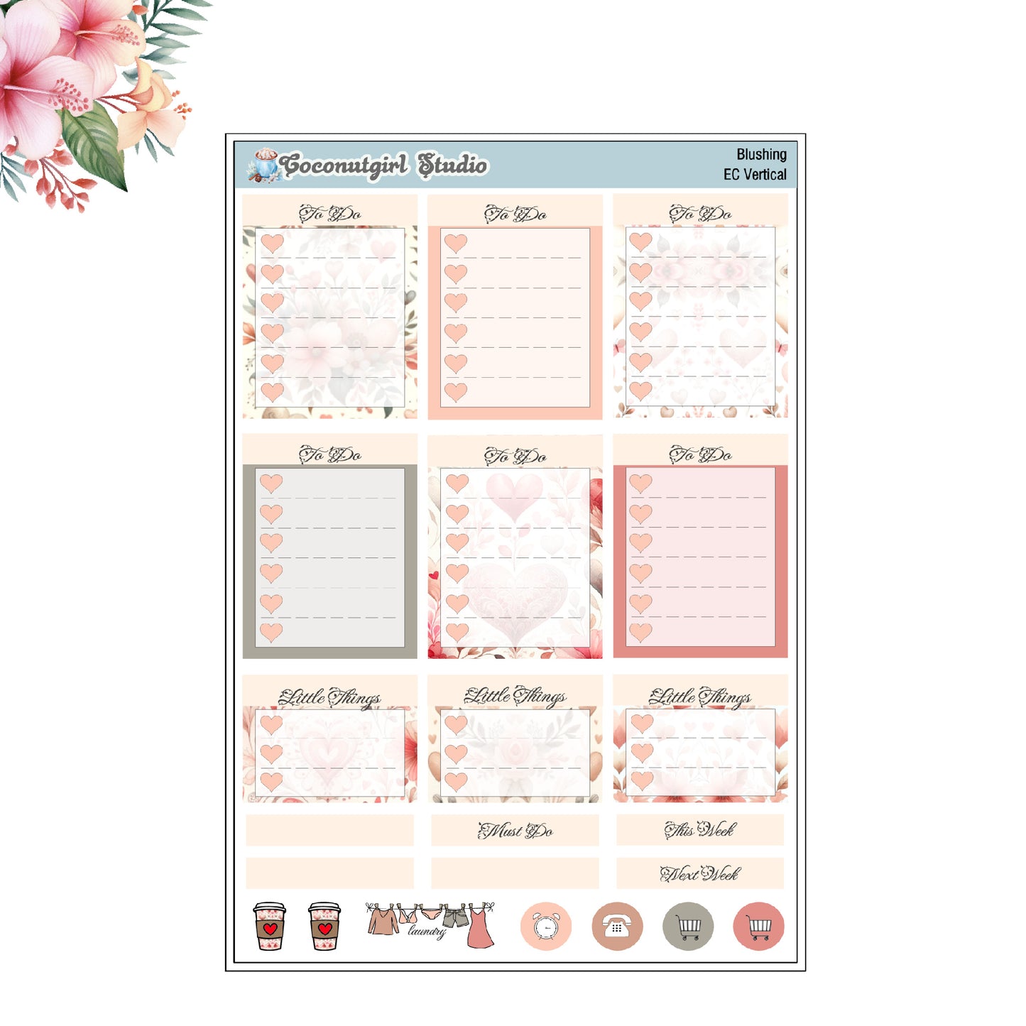 Blushing Weekly Kit Planner Stickers