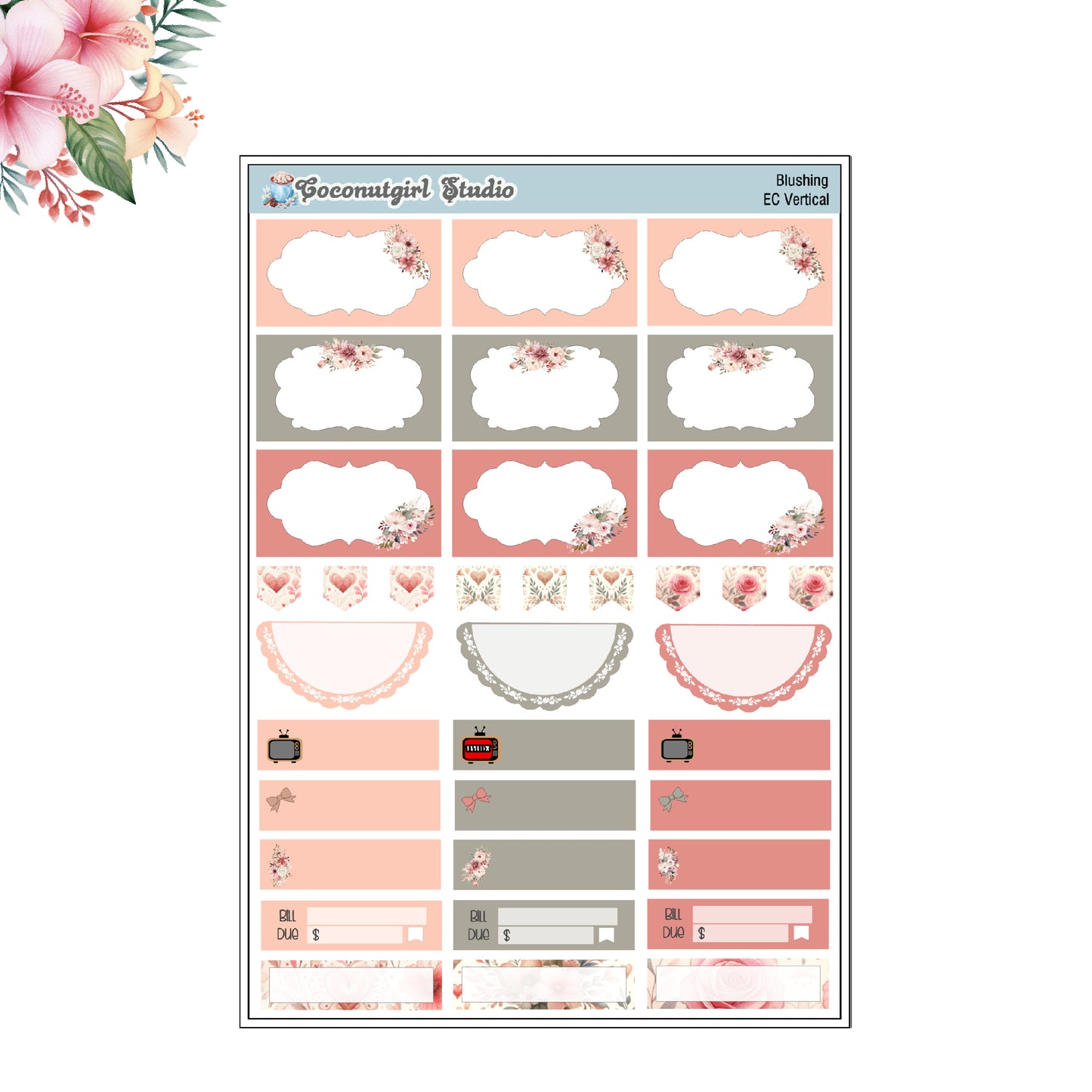 Blushing Weekly Kit Planner Stickers