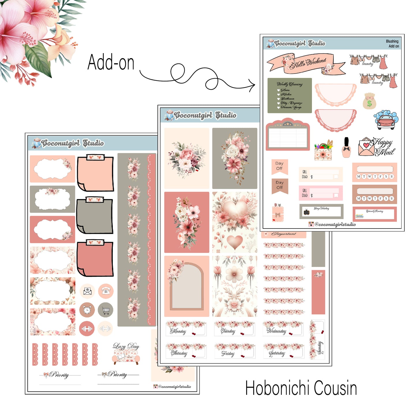 Blushing Weekly Kit Planner Stickers