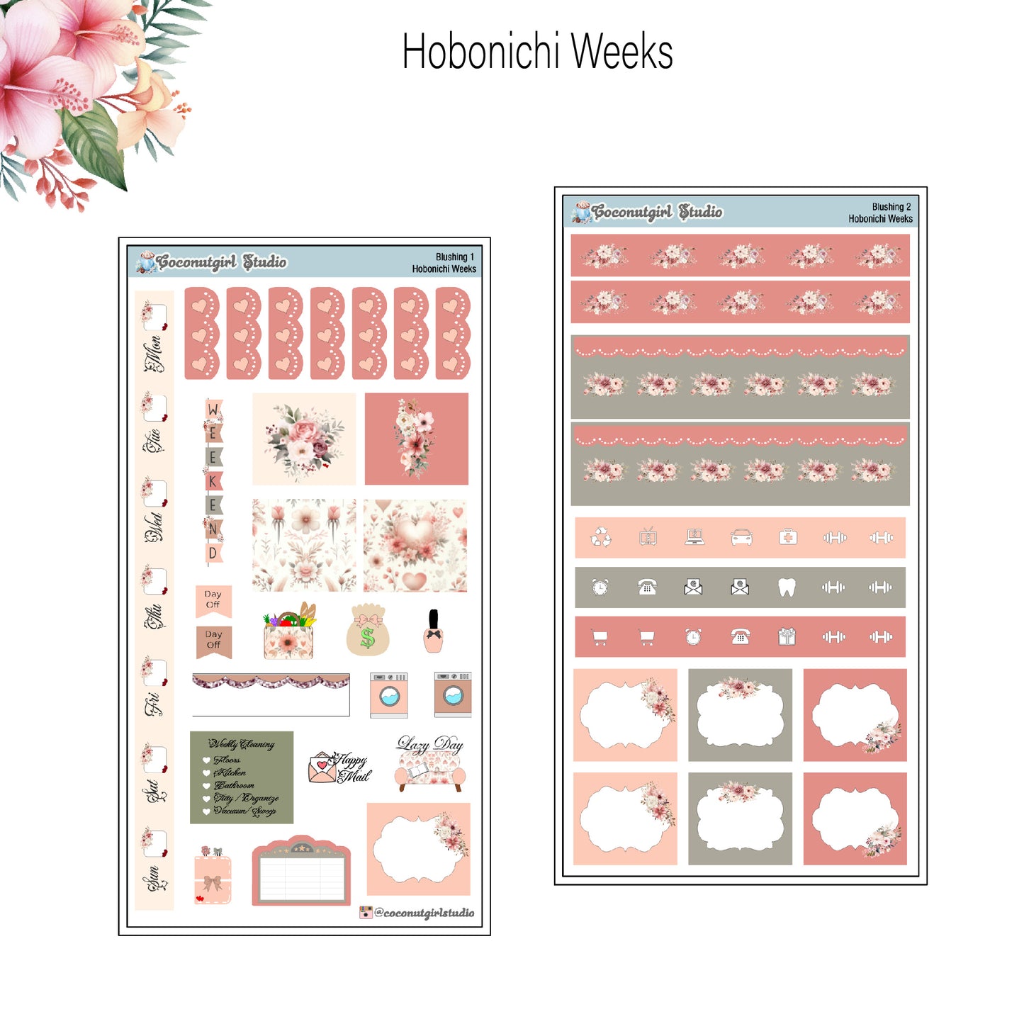 Blushing Weekly Kit Planner Stickers