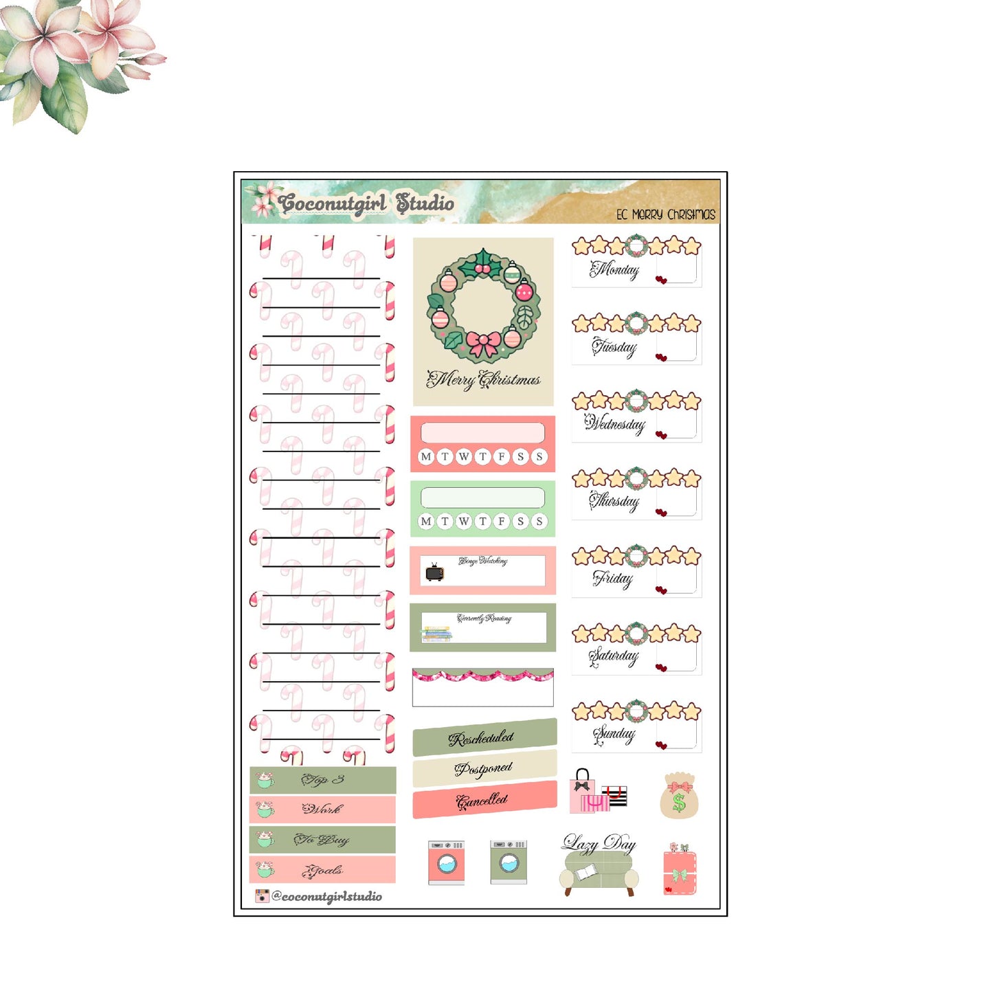 Christmas Weekly Kit planner stickers