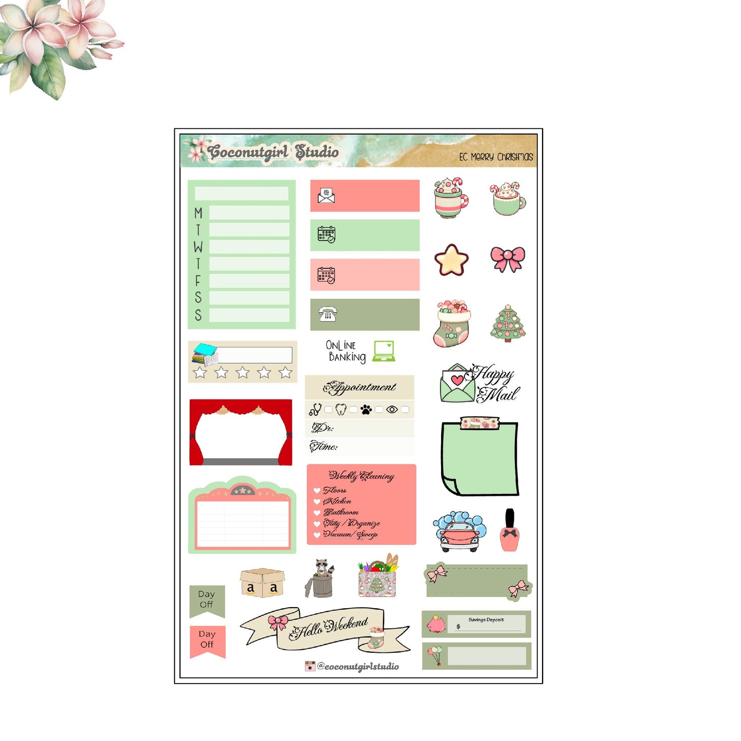 Christmas Weekly Kit planner stickers