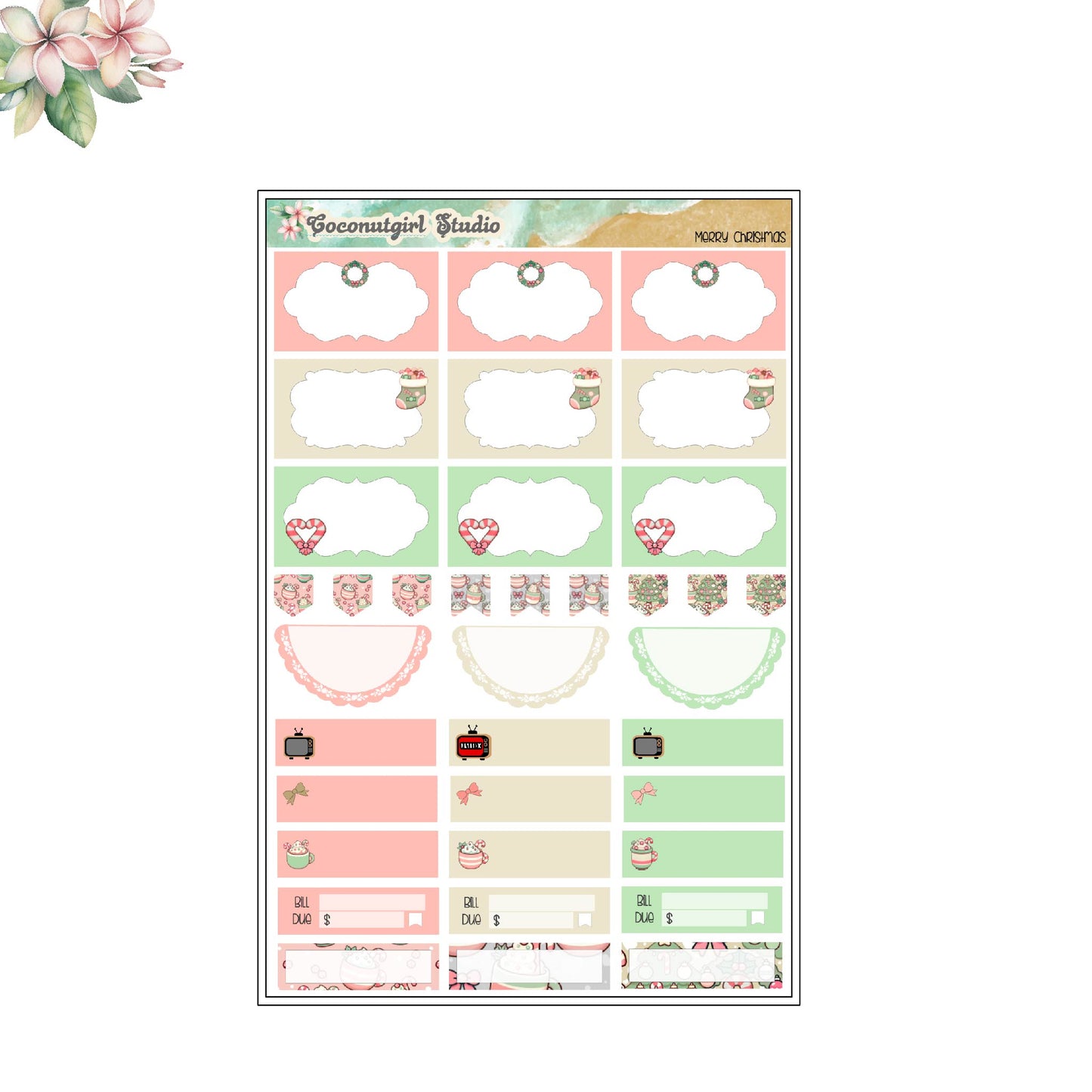 Christmas Weekly Kit planner stickers