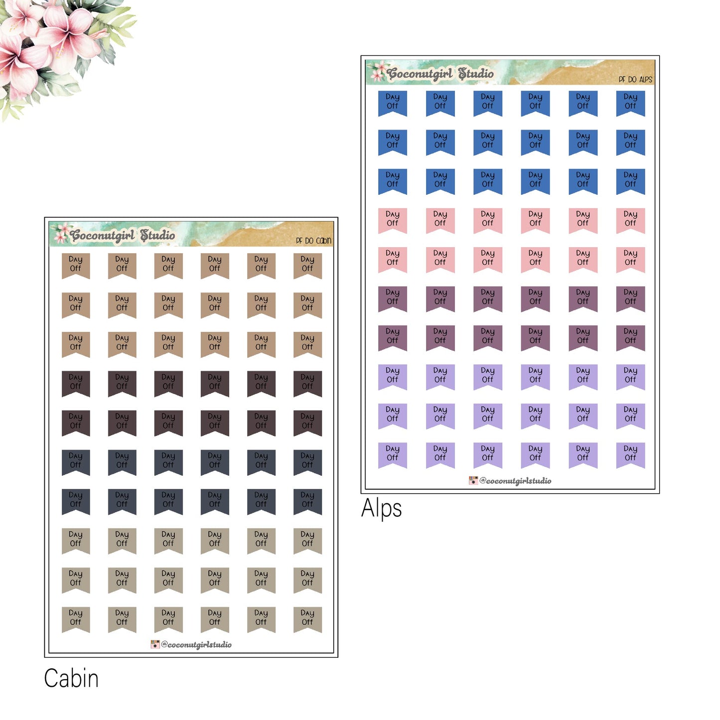 Day Off Page Flag Planner Stickers Work / School