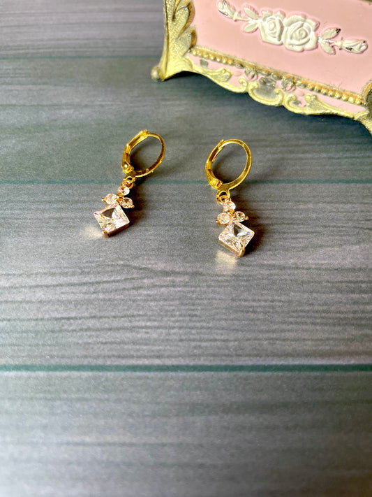 Brass Dangle Earrings with Cubic Zirconia