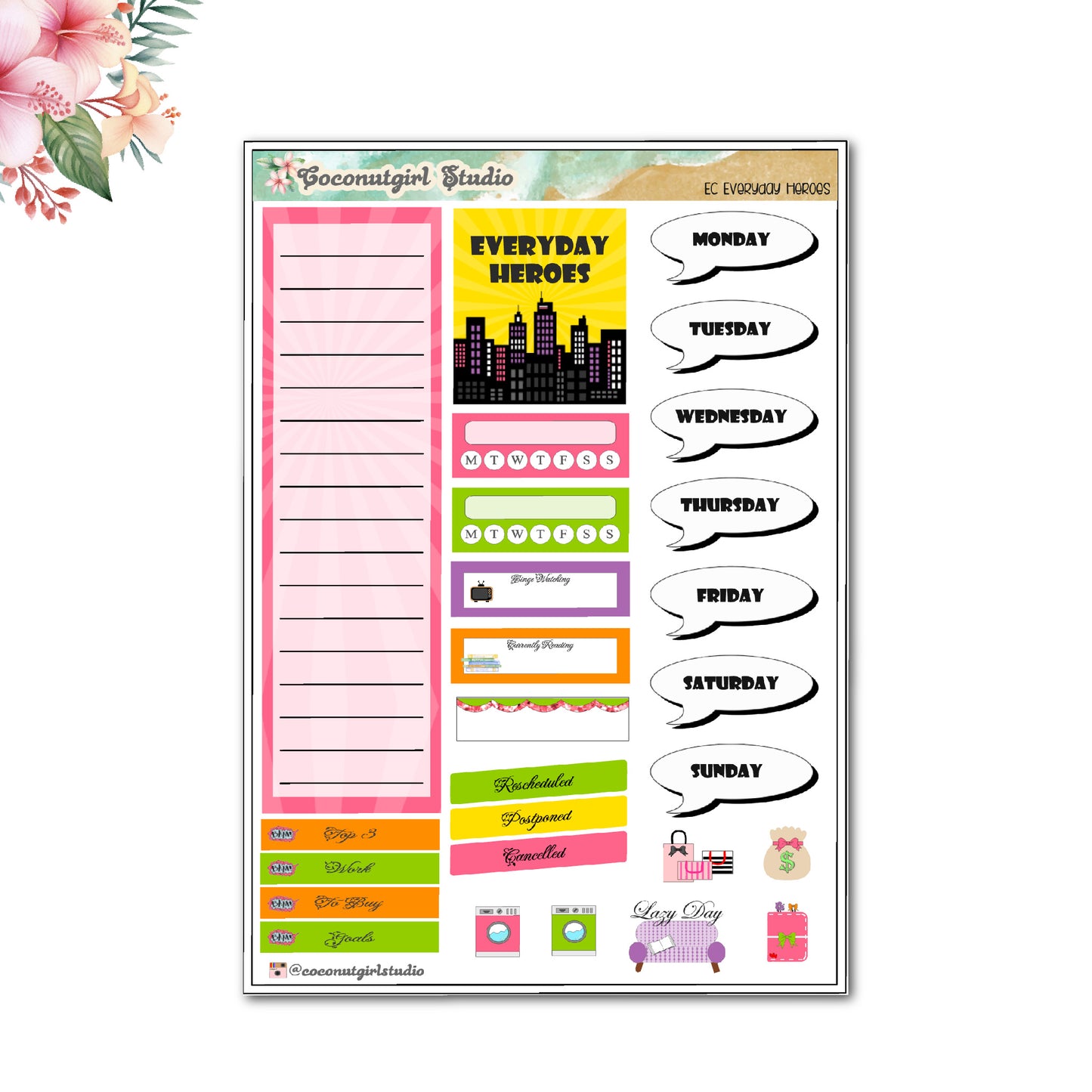 Everyday Heroes weekly kit planner stickers