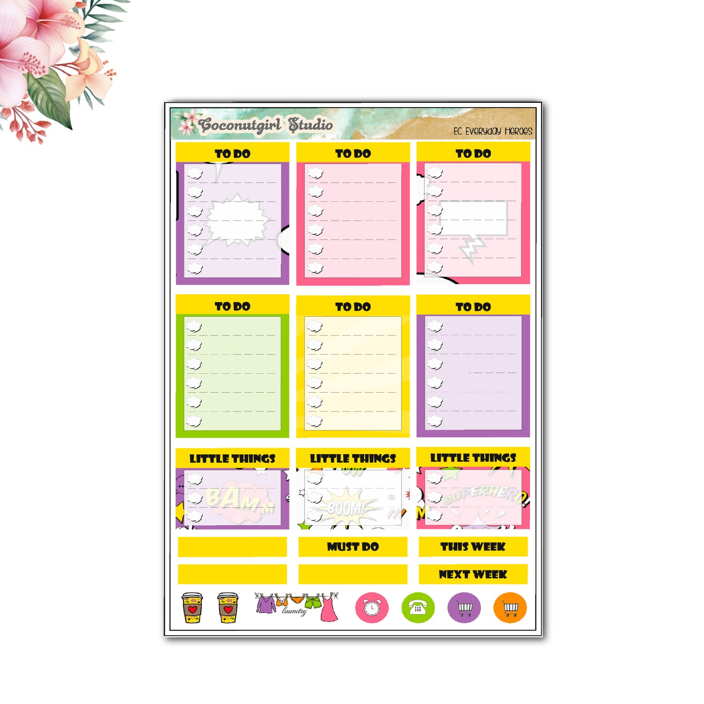 Everyday Heroes weekly kit planner stickers