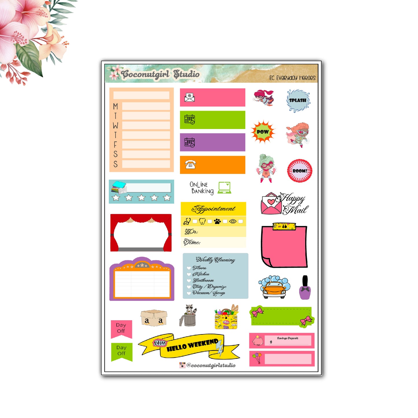 Everyday Heroes weekly kit planner stickers