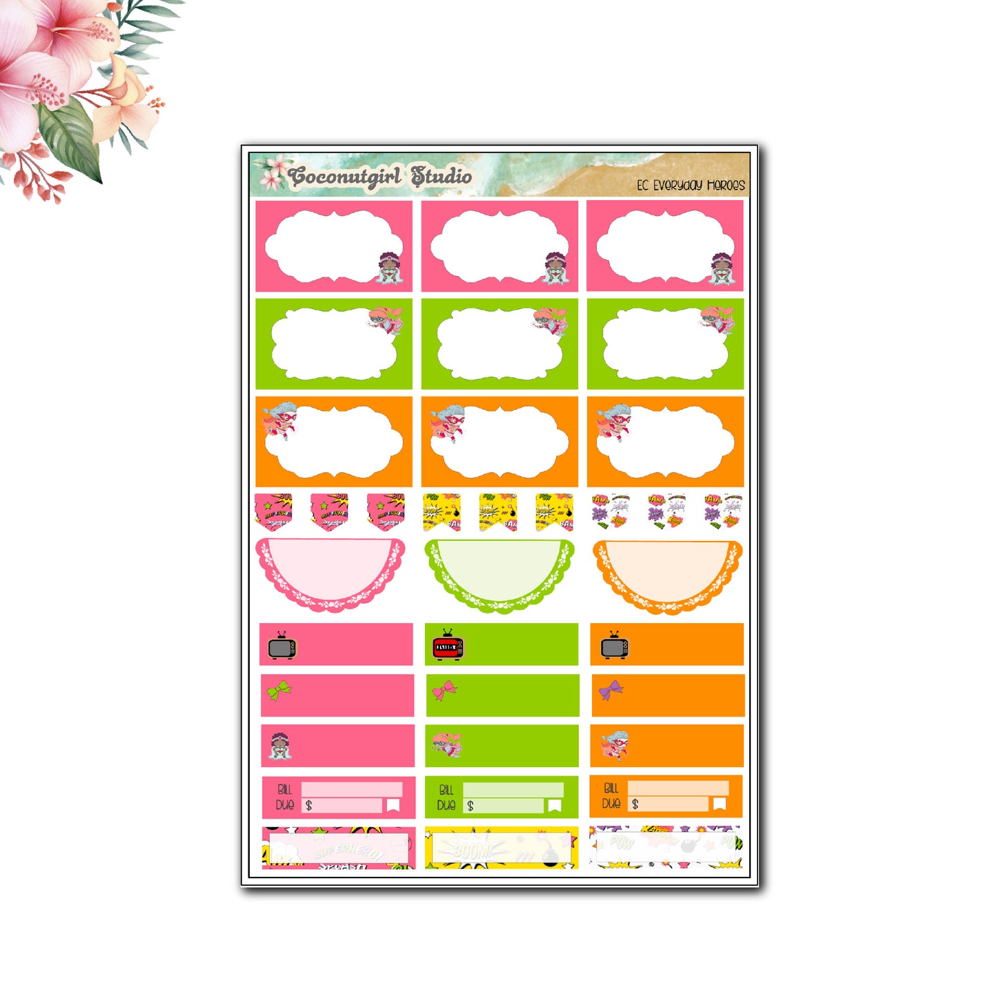 Everyday Heroes weekly kit planner stickers