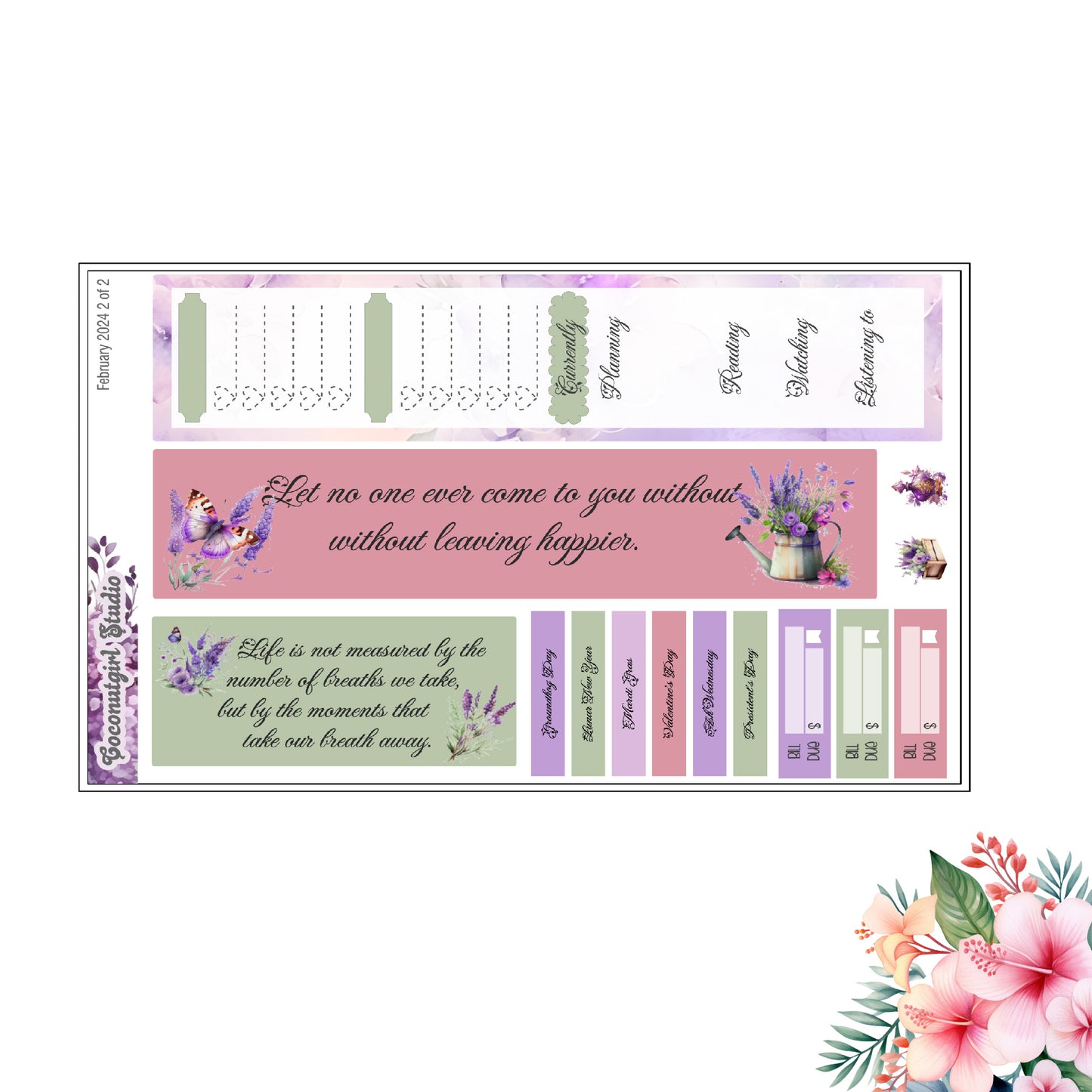 February 2024 Monthly Overview Kit planner stickers