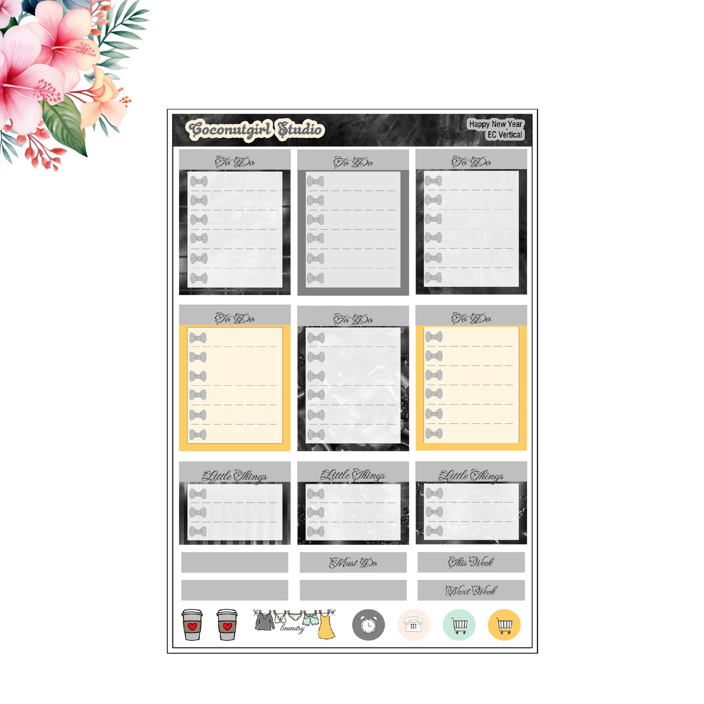 Happy New Year Weekly Kit Planner Stickers