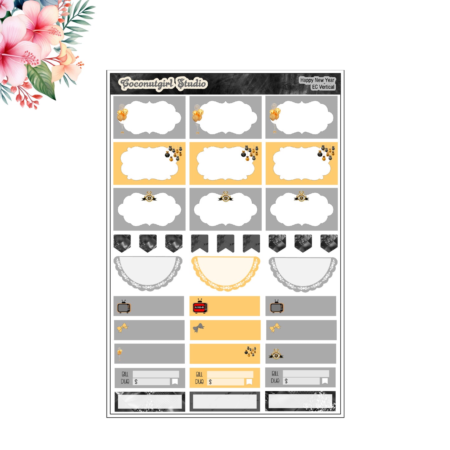 Happy New Year Weekly Kit Planner Stickers