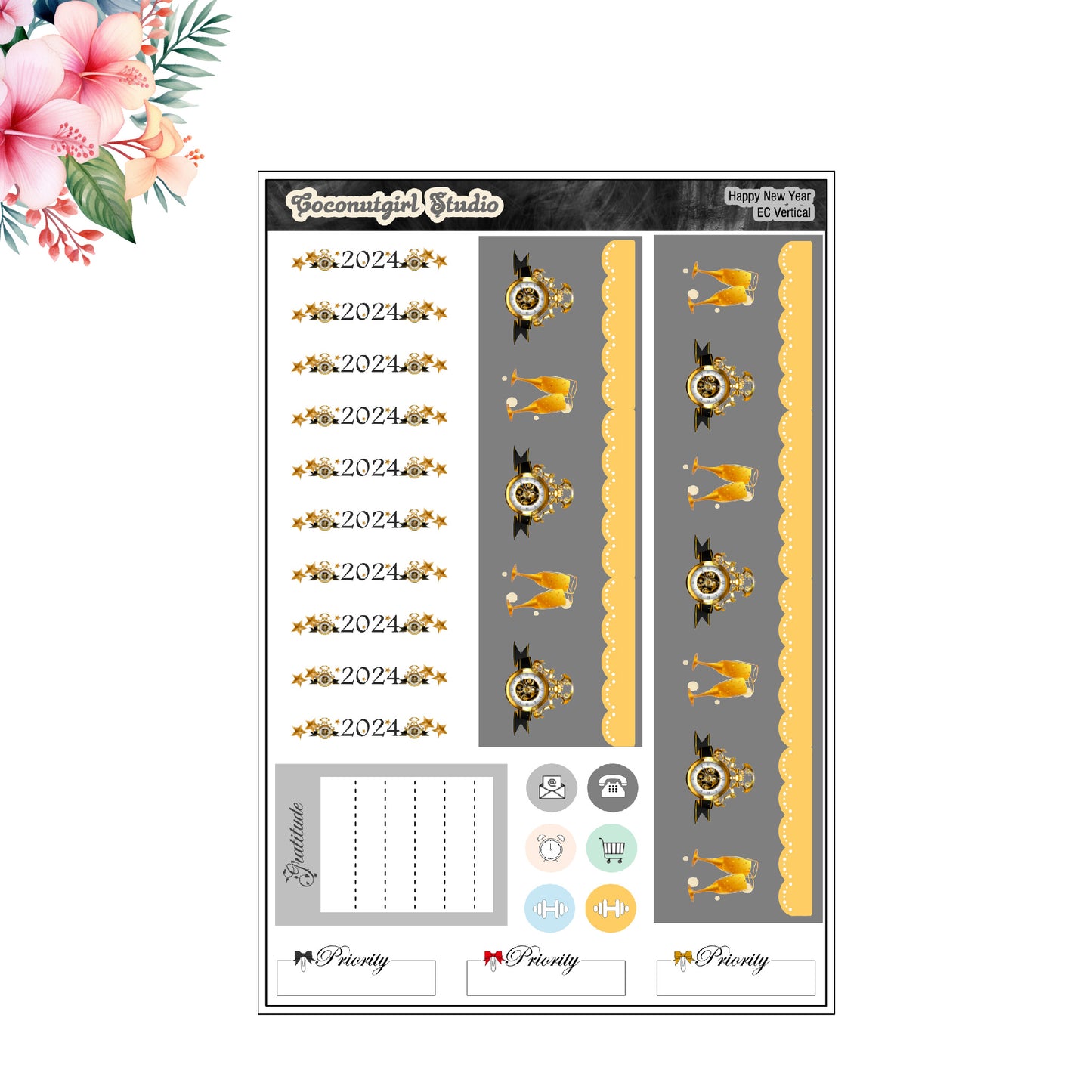 Happy New Year Weekly Kit Planner Stickers