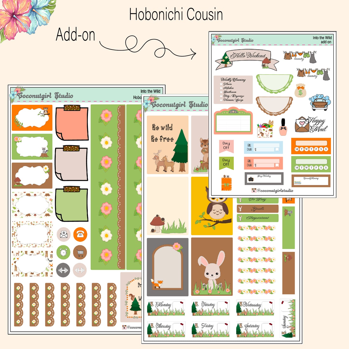 Into the Wild Hobonichi weeks Hobonichi cousin EC Vertical  Happy Planner forest animals