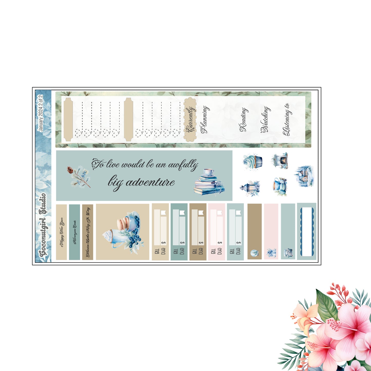 January 2024 Monthly Overview Kit planner stickers