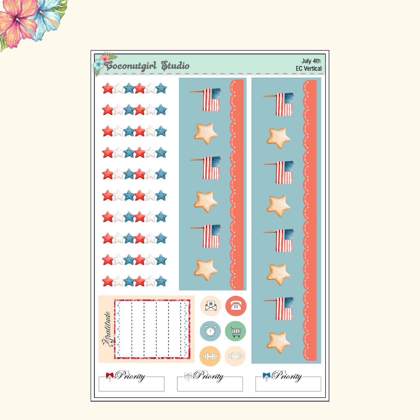 July 4th Weekly Kit Independence Day Hobonichi Weeks Hobonichi Cousin Patriot