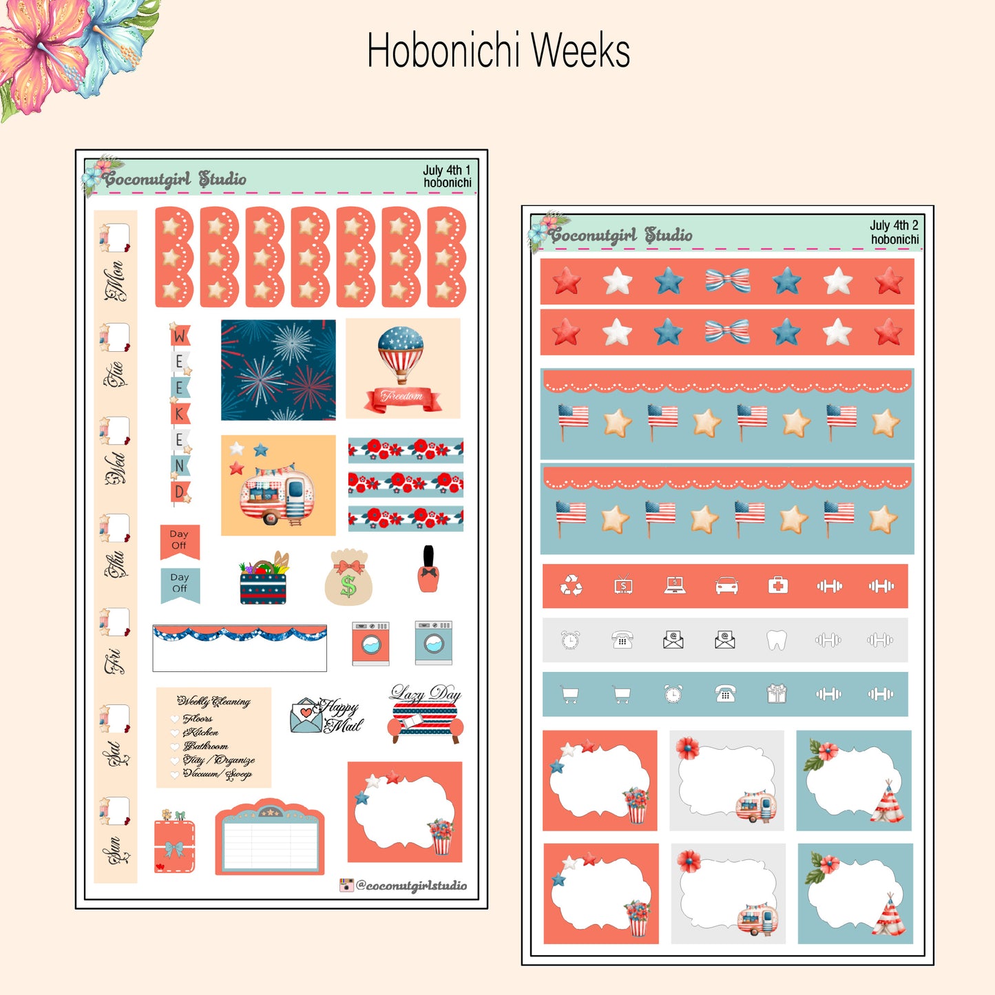 July 4th Weekly Kit Independence Day Hobonichi Weeks Hobonichi Cousin Patriot