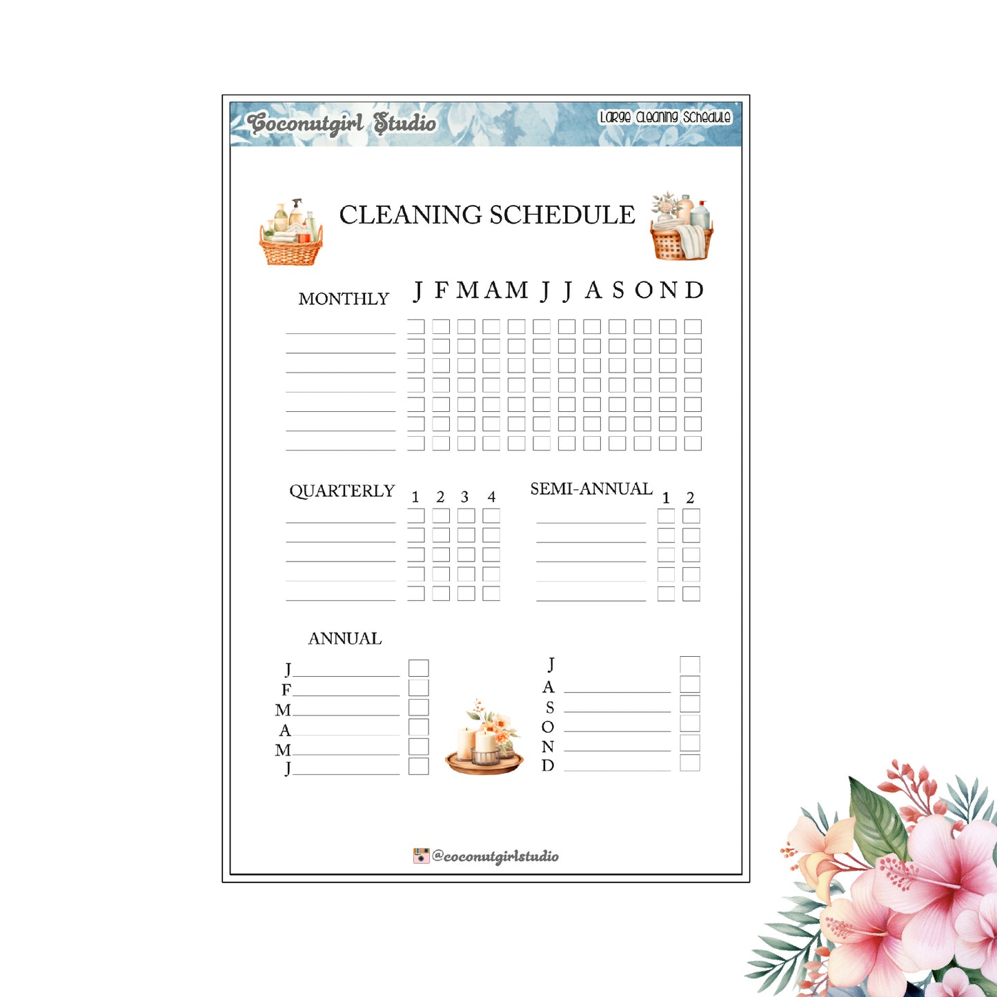 Large Annual Cleaning Schedule Home & Chores