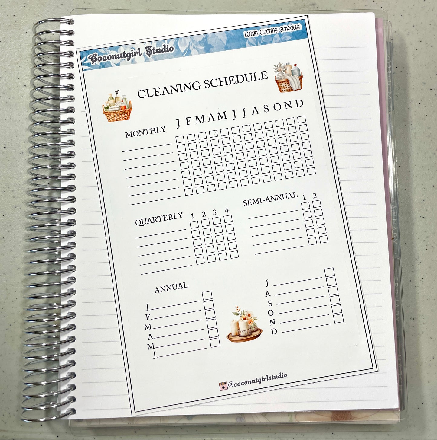 Large Annual Cleaning Schedule Home & Chores