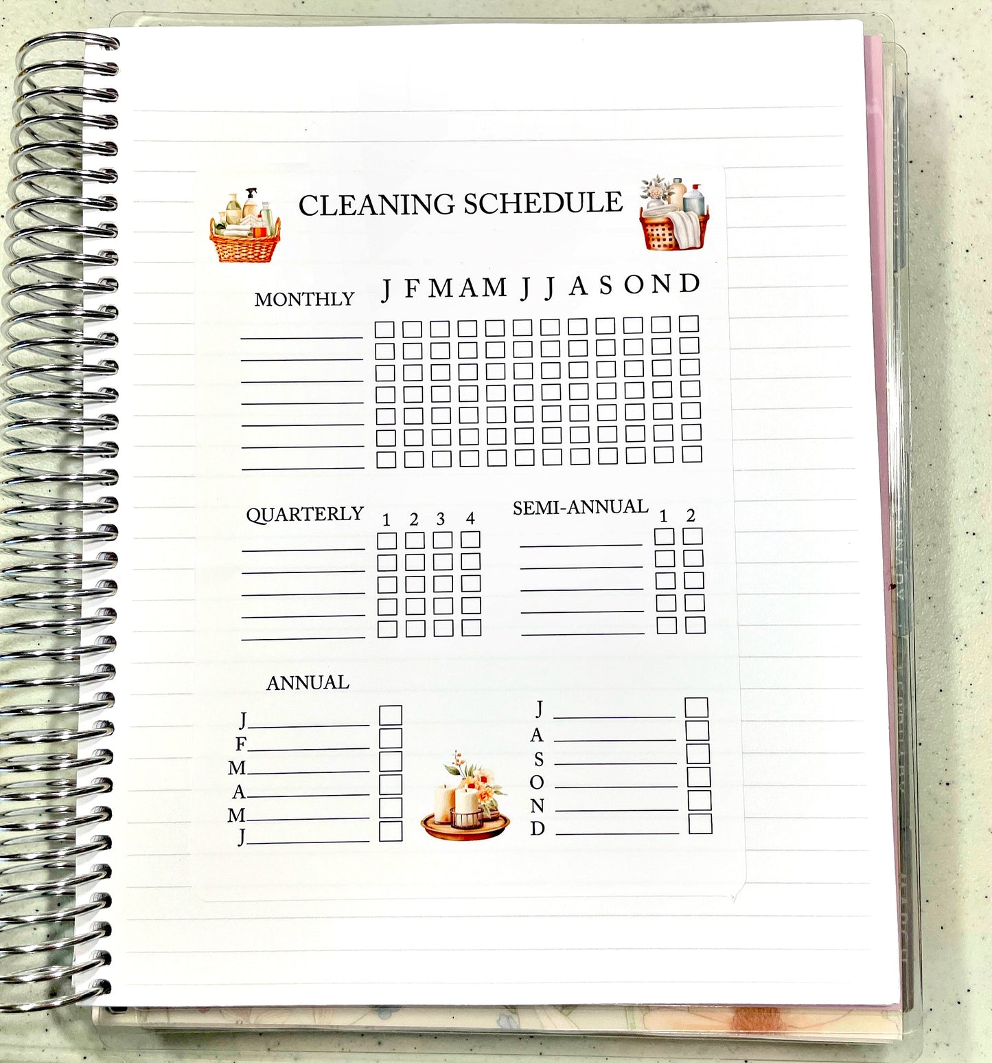 Large Annual Cleaning Schedule Home & Chores