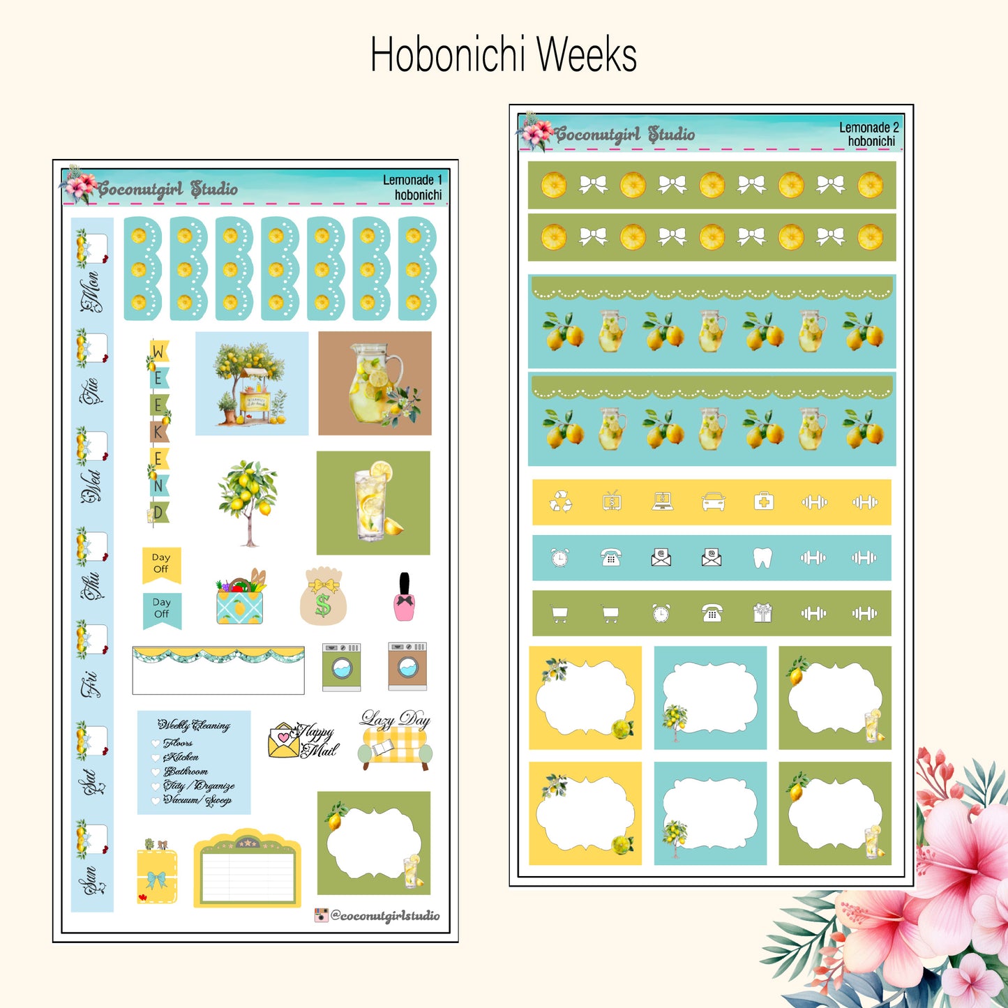 Lemonade weekly kit Lemonade Summer bright planner stickers