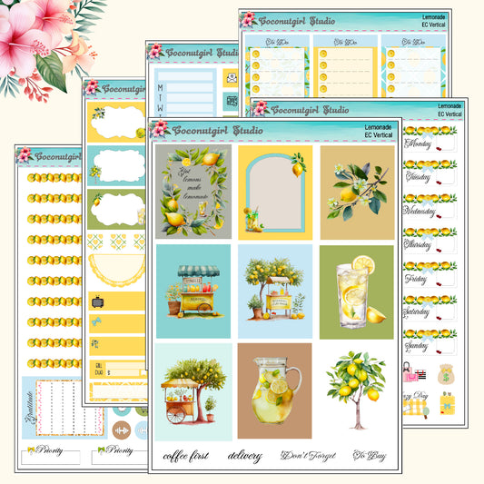 Lemonade weekly kit Lemonade Summer bright planner stickers