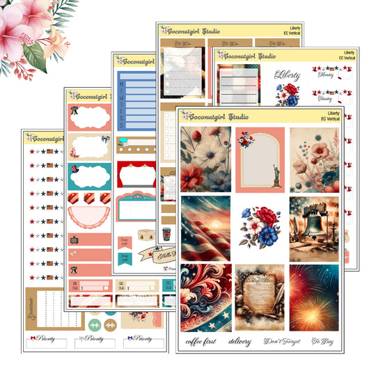 Liberty Weekly Kit July 4th planner stickers