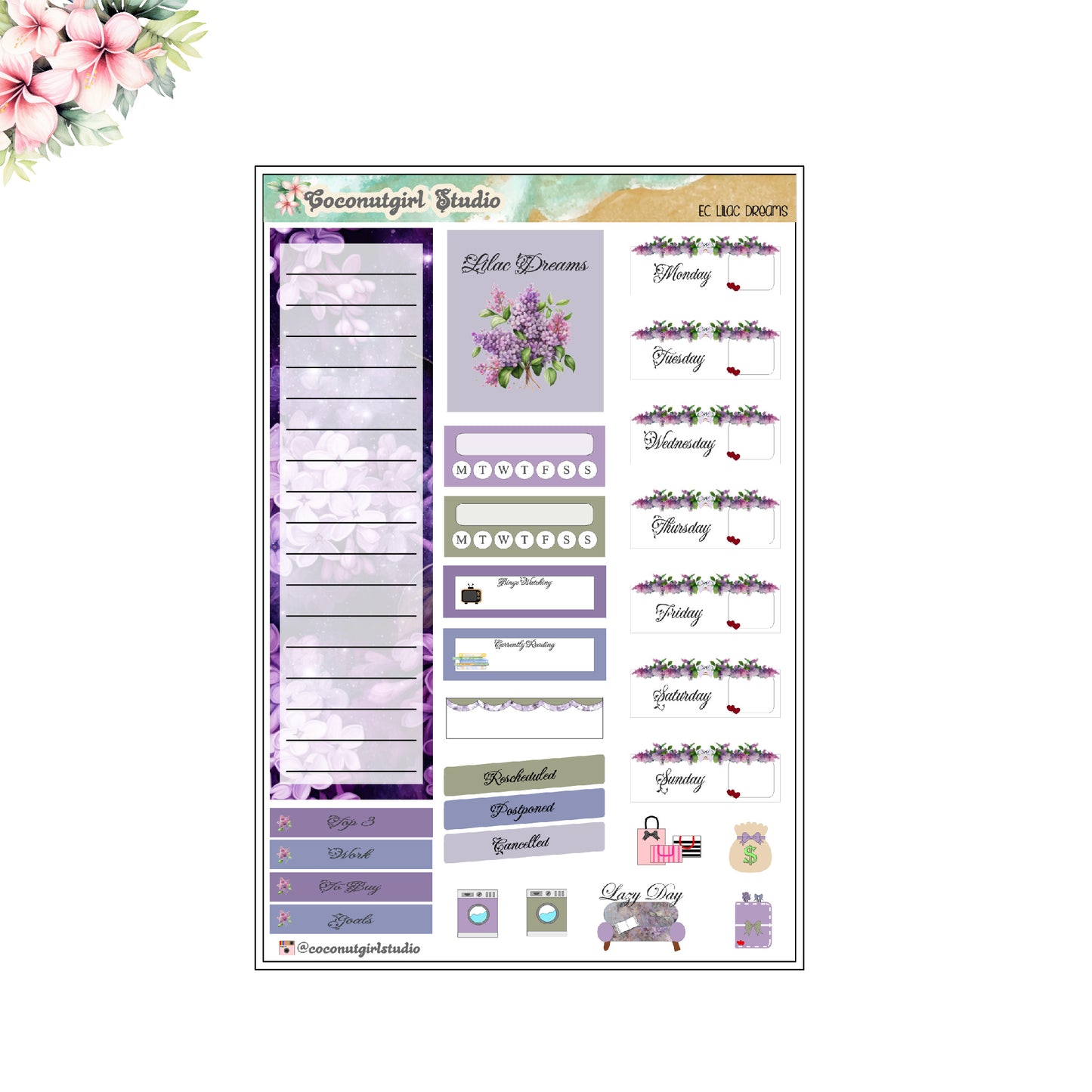 Lilac Dreams Weekly Kit floral purple