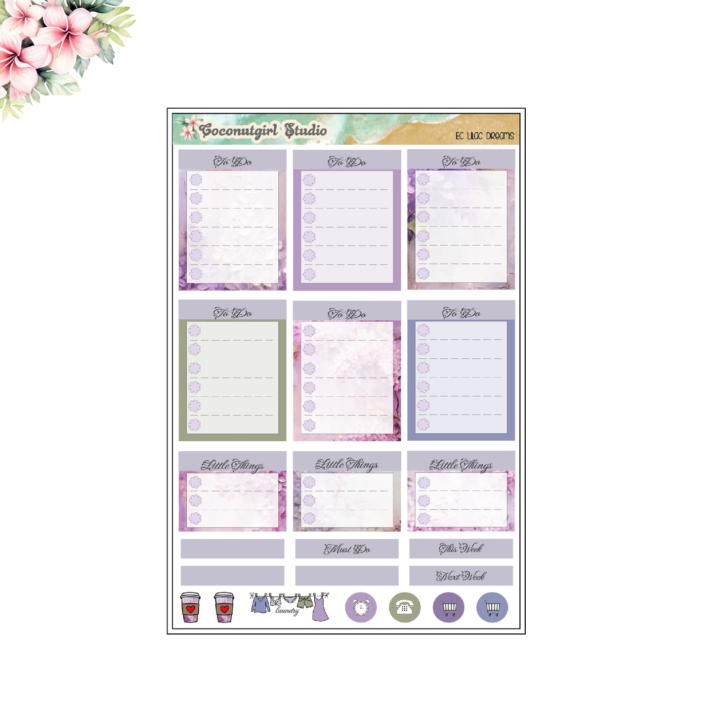 Lilac Dreams Weekly Kit floral purple