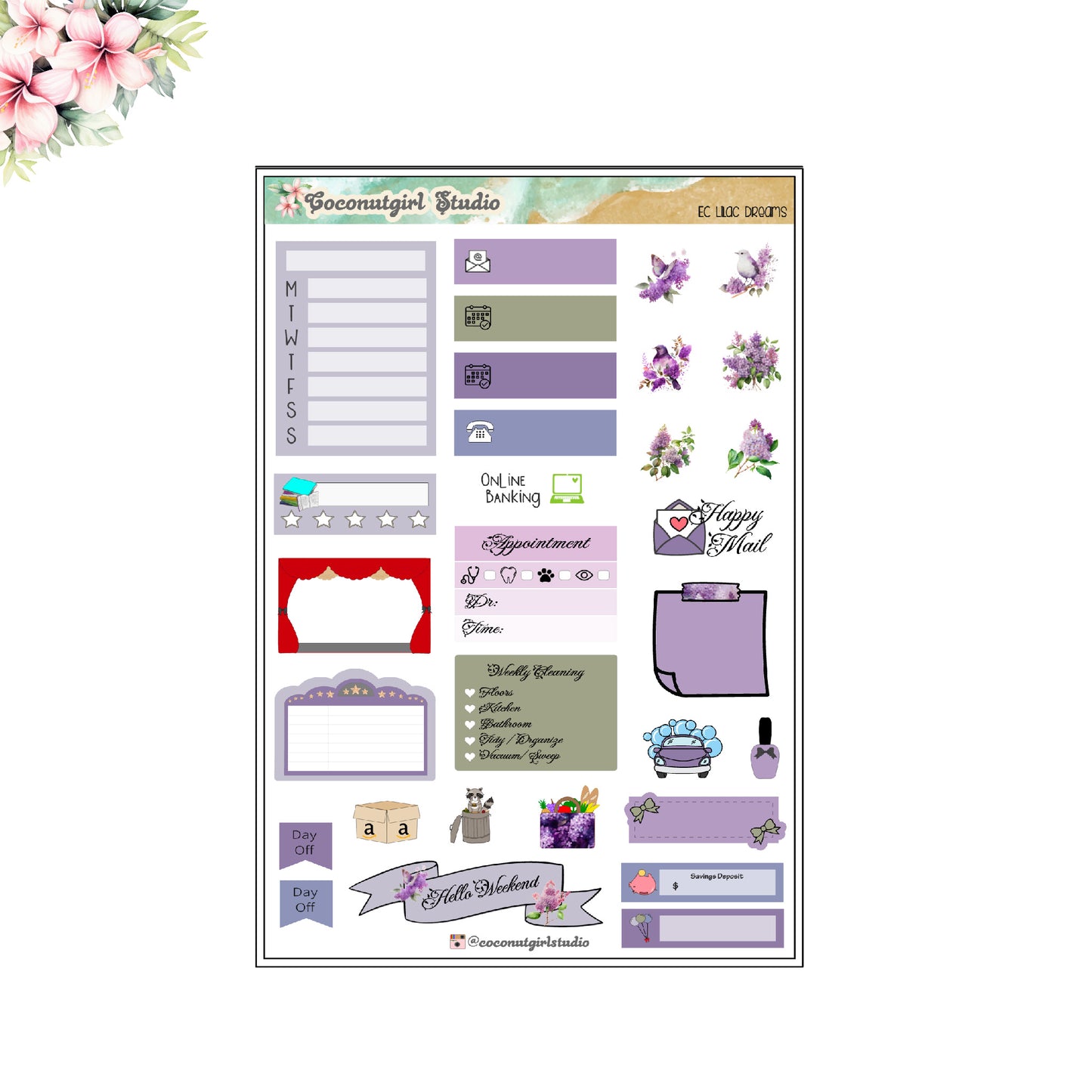 Lilac Dreams Weekly Kit floral purple