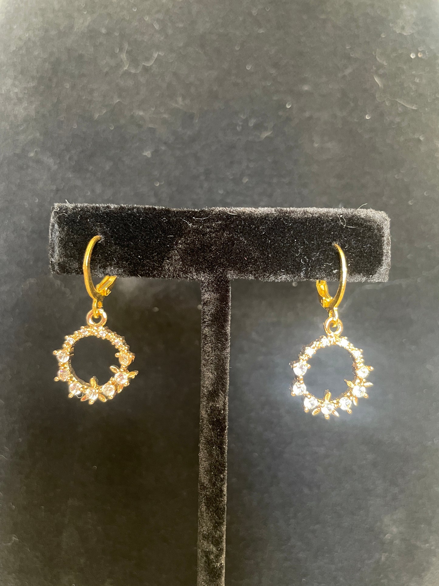 Brass little hoop earrings with cubic zirconia