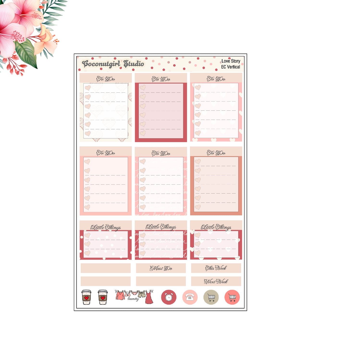 Love Story Weekly Kit Valentine's Day planner stickers