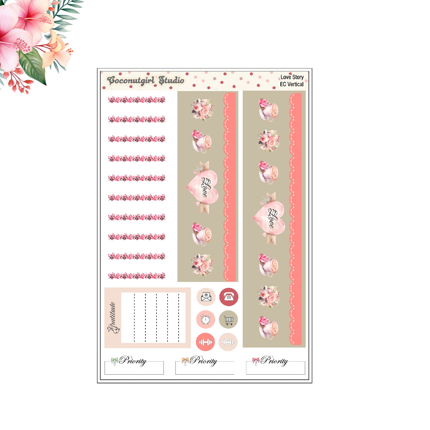 Love Story Weekly Kit Valentine's Day planner stickers