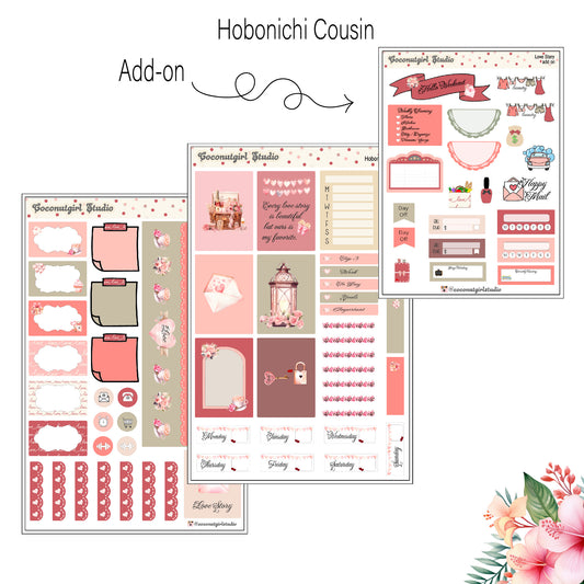 Love Story Hobonichi Cousin planner sticker