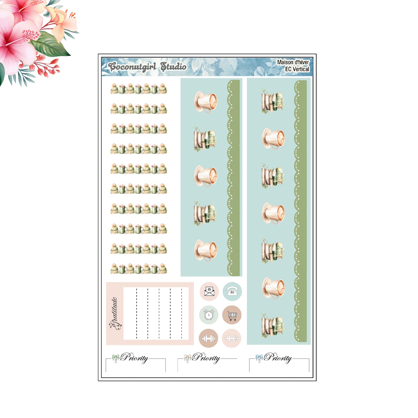 Maison d'hiver Weekly Kit Winter Cozy home plants planner stickers