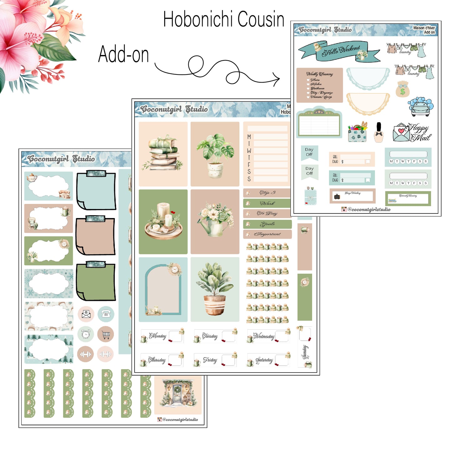 Maison d'hiver Weekly Kit Winter Cozy home plants planner stickers