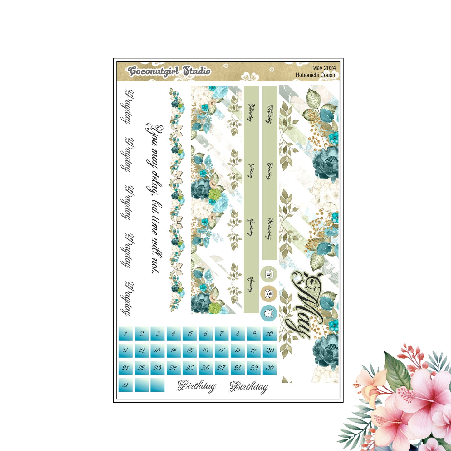 May Monthly Overview Kit planner stickers