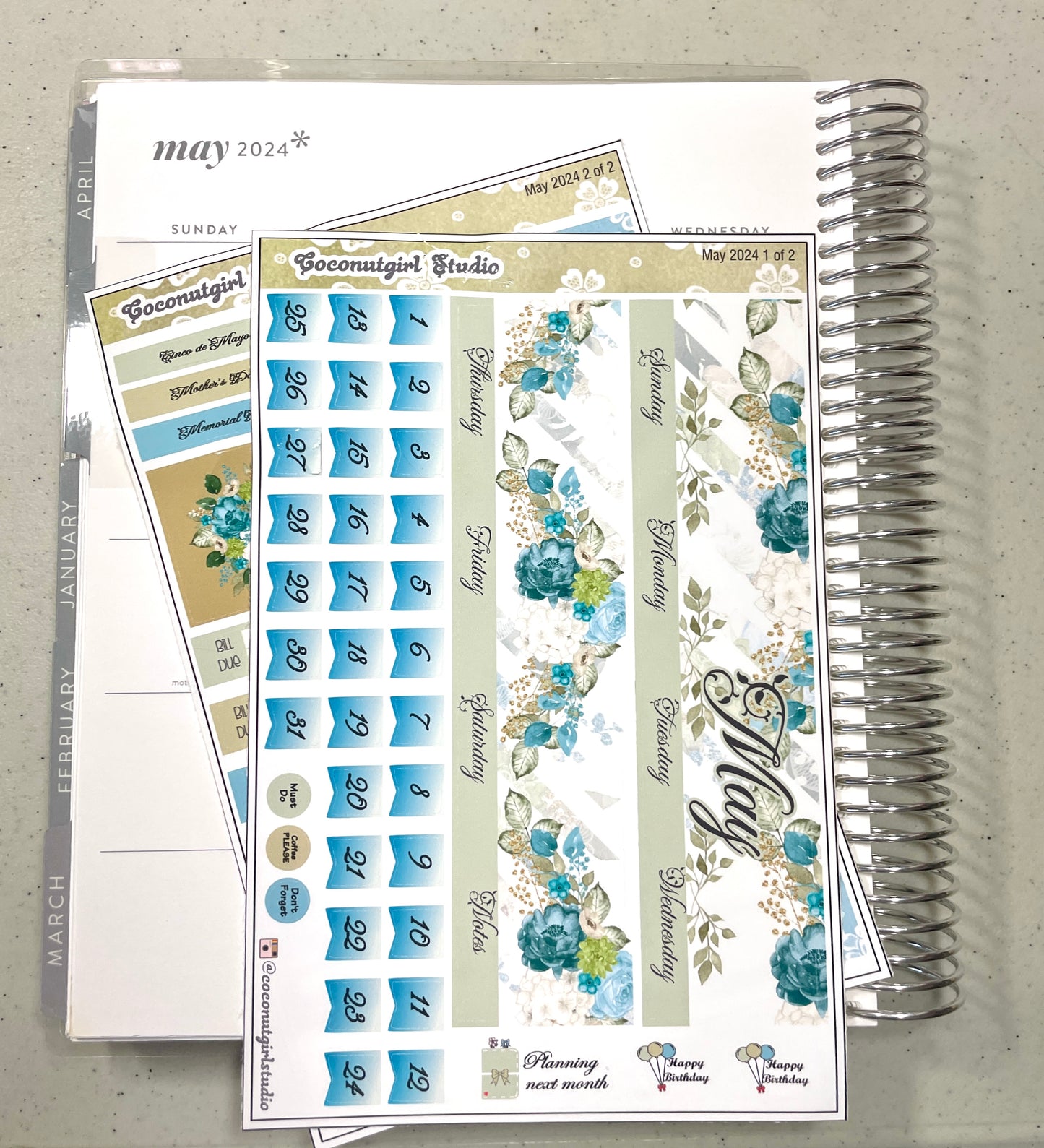 May Monthly Overview Kit planner stickers