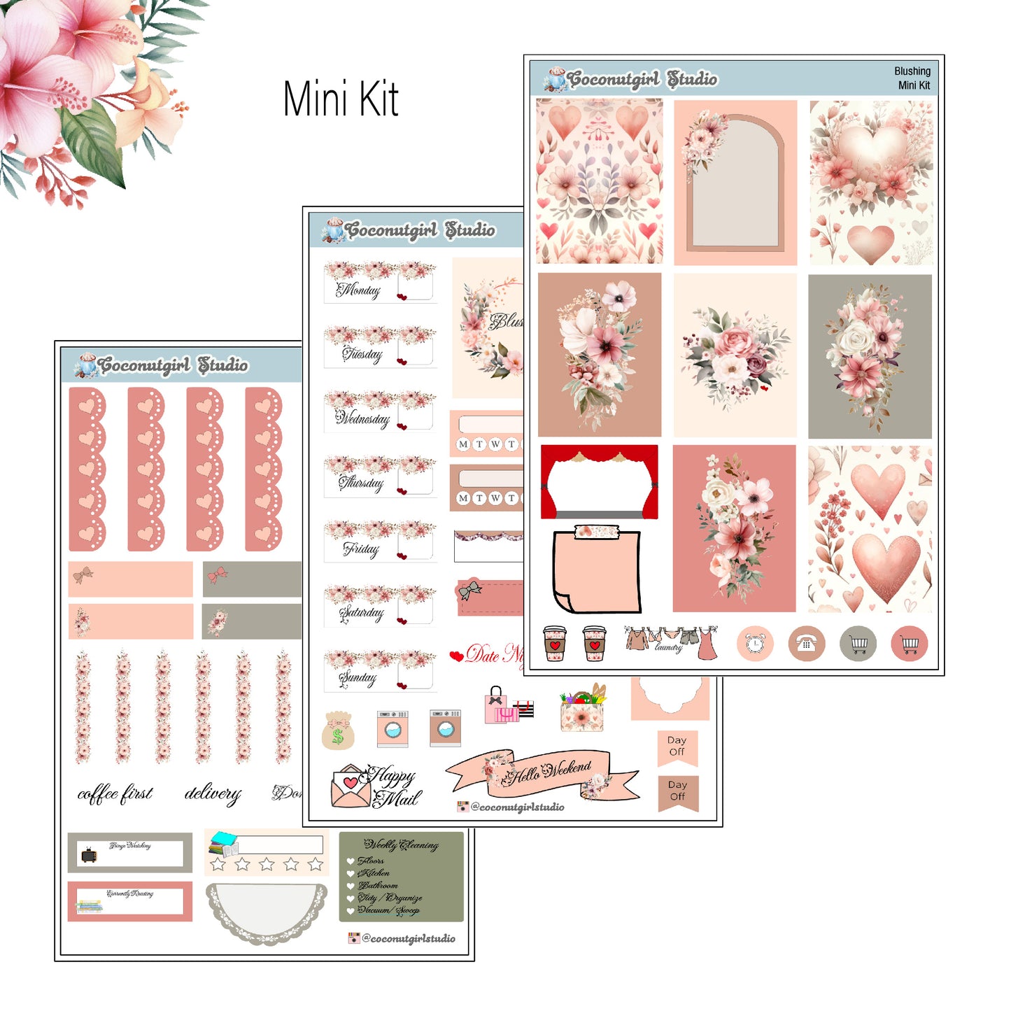 Blushing Weekly Kit Planner Stickers