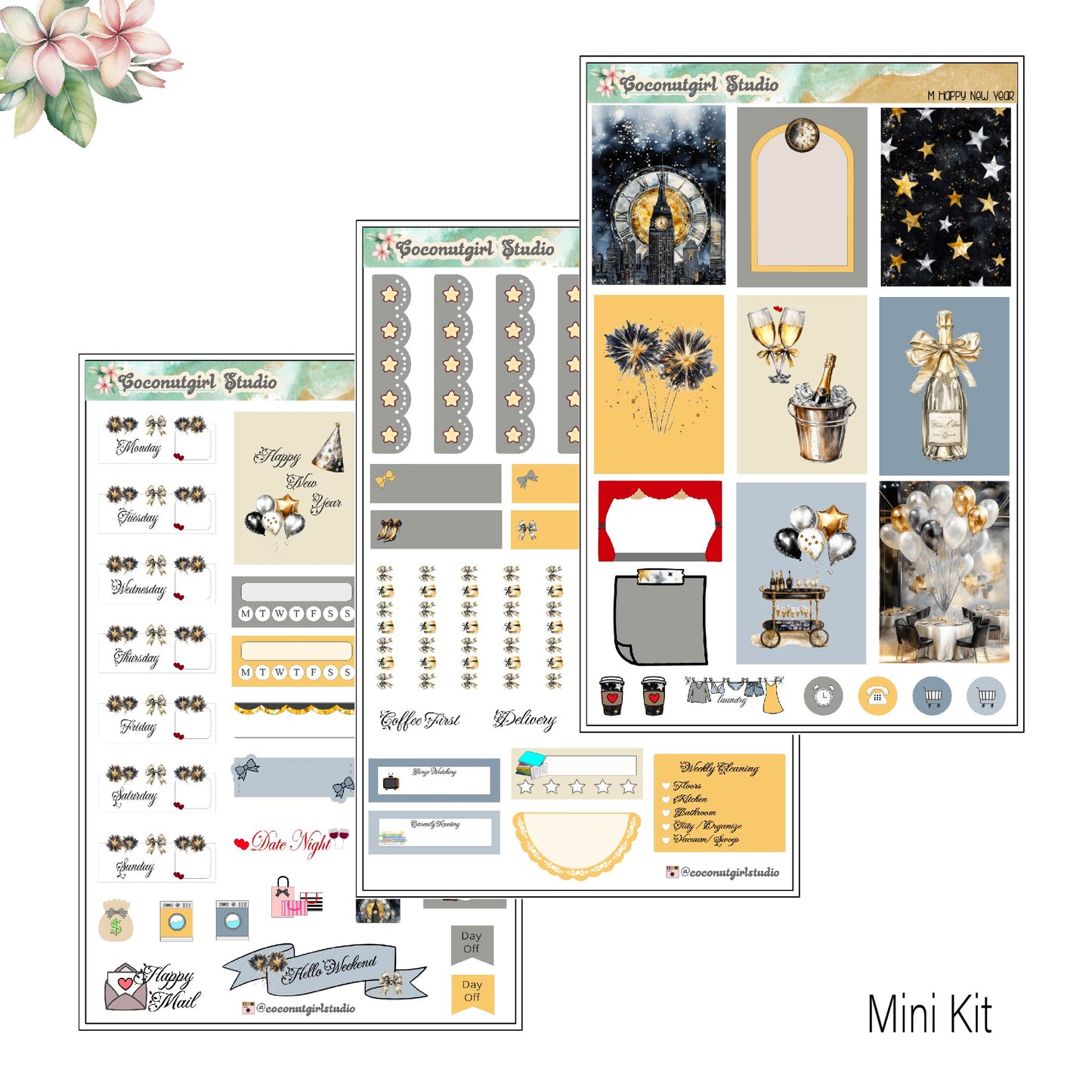 New Year Weekly Kit planner stickers