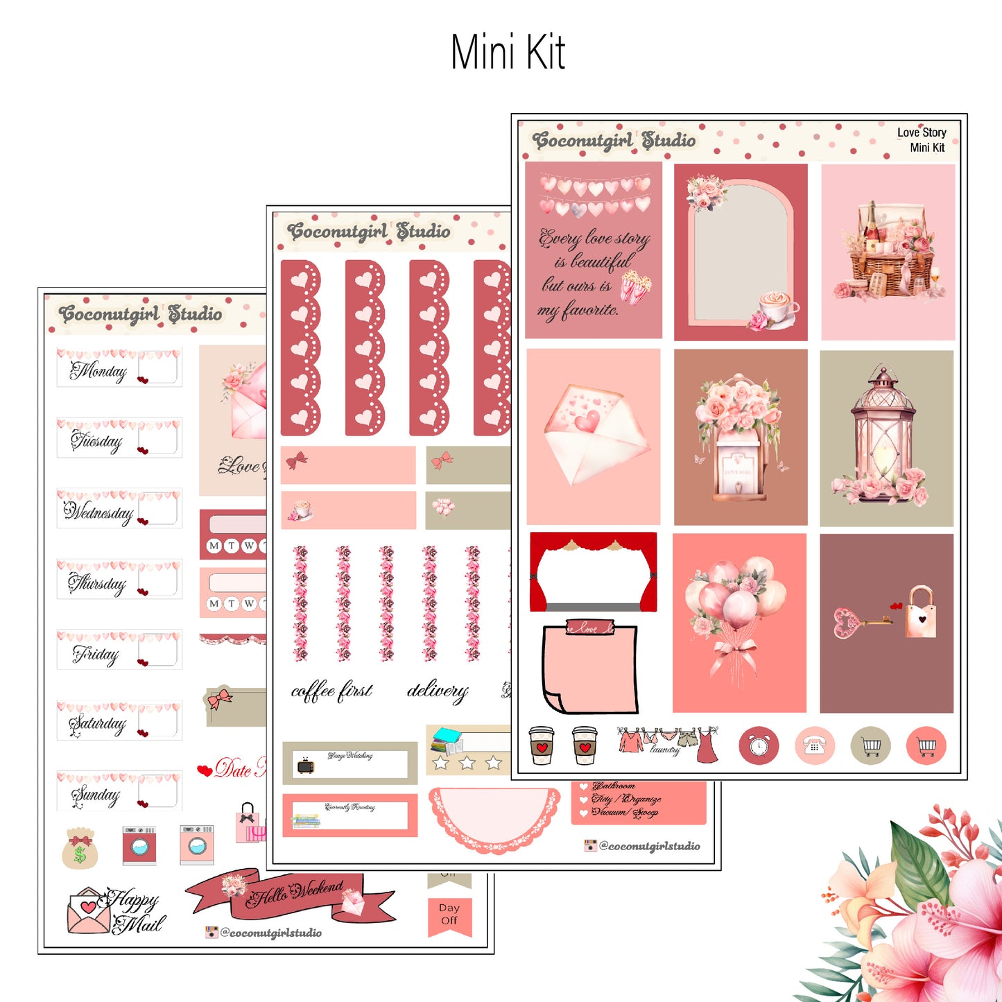 Love Story Weekly Kit Valentine's Day planner stickers