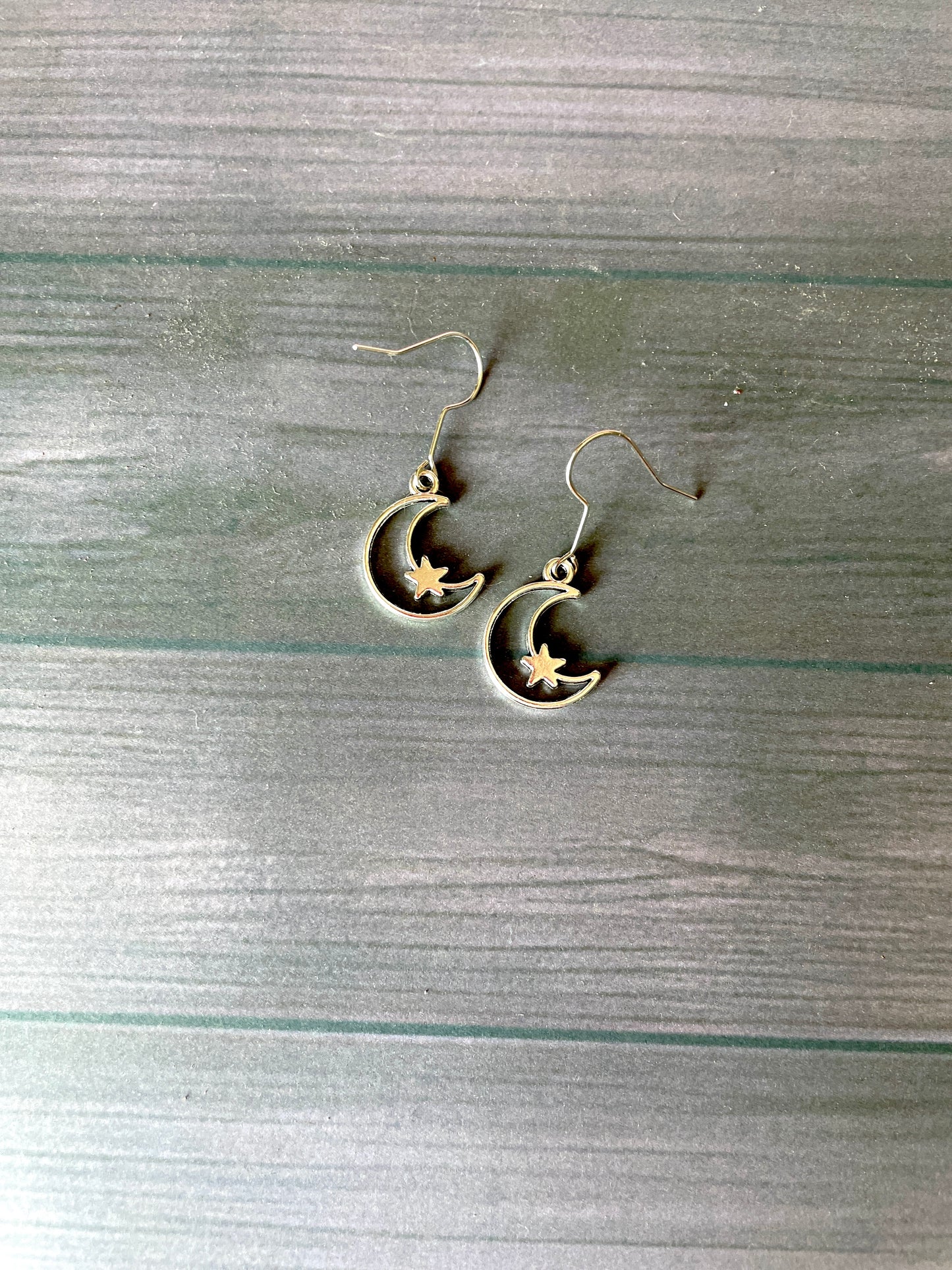 Alloy Crescent Moon with Star Earrings