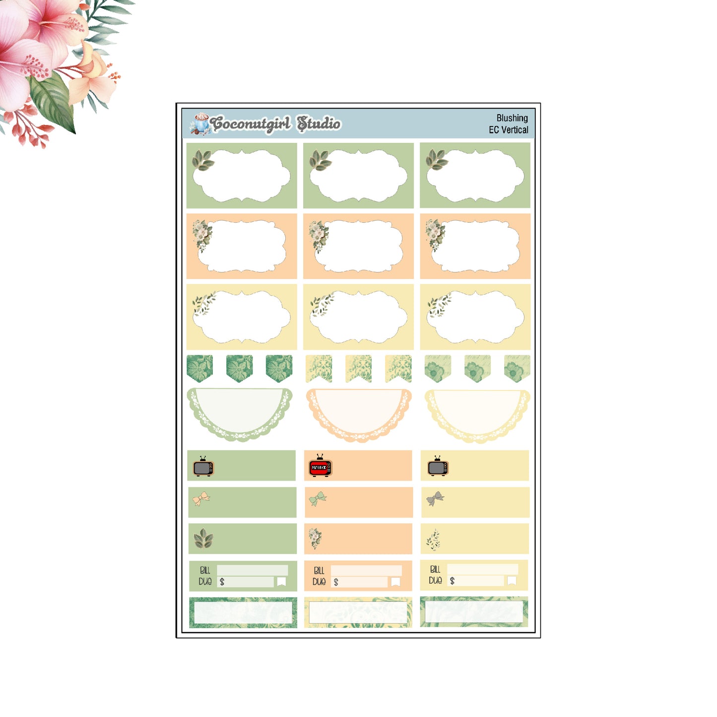 Moonlit Moss Weekly Kit planner stickers